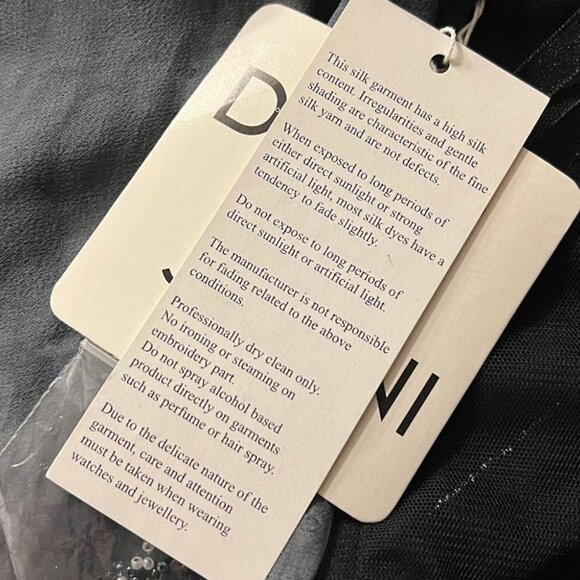 JOVANI $320- SILK, Beaded/Sequin, Spaghetti-strapped, Rough-edged Top - Picture 8 of 10